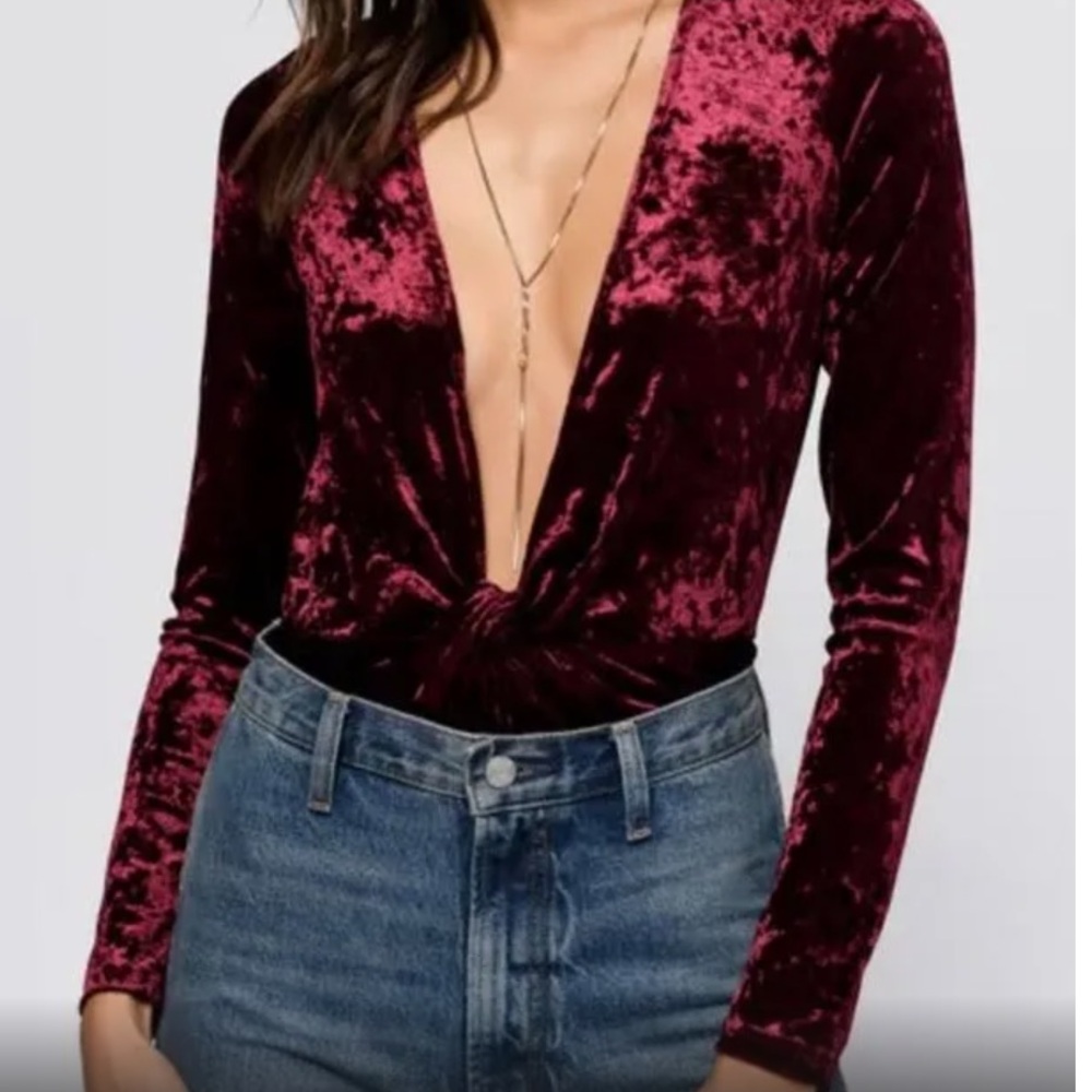 Tobi Velvet Low Cut Body Suit